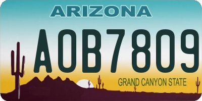 AZ license plate AOB7809