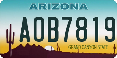 AZ license plate AOB7819