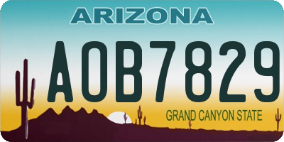 AZ license plate AOB7829