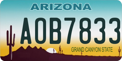 AZ license plate AOB7833