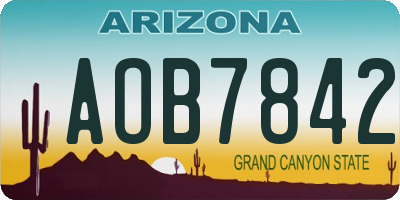 AZ license plate AOB7842