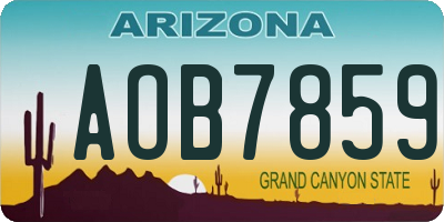 AZ license plate AOB7859