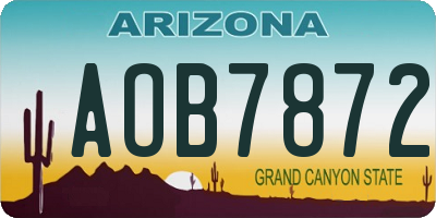 AZ license plate AOB7872