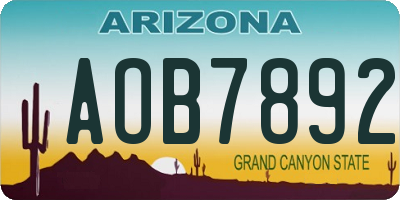 AZ license plate AOB7892