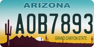 AZ license plate AOB7893