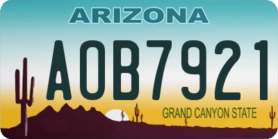 AZ license plate AOB7921