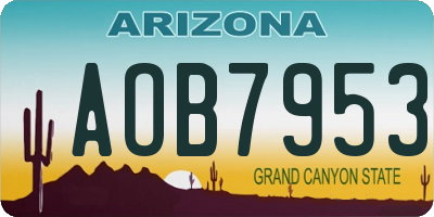 AZ license plate AOB7953