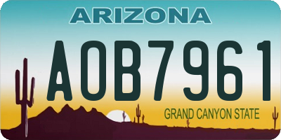 AZ license plate AOB7961