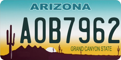 AZ license plate AOB7962