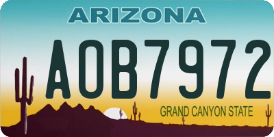 AZ license plate AOB7972