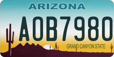 AZ license plate AOB7980