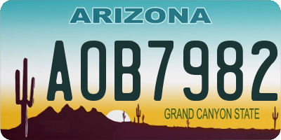 AZ license plate AOB7982