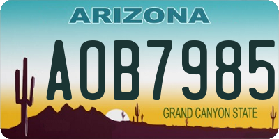 AZ license plate AOB7985