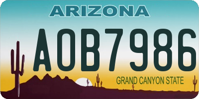 AZ license plate AOB7986