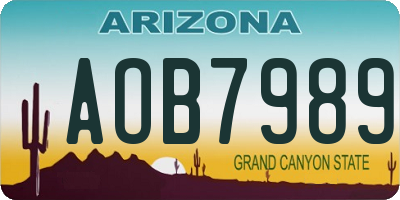 AZ license plate AOB7989
