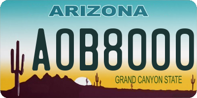 AZ license plate AOB8000