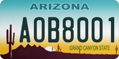 AZ license plate AOB8001
