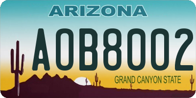 AZ license plate AOB8002