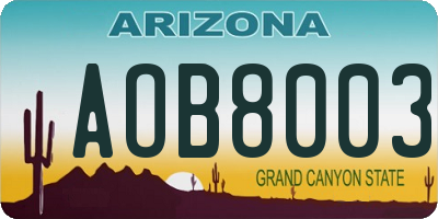 AZ license plate AOB8003