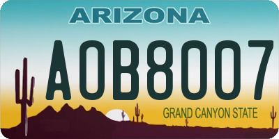 AZ license plate AOB8007