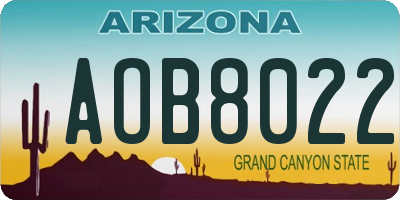 AZ license plate AOB8022