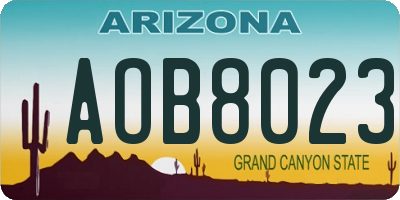 AZ license plate AOB8023