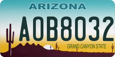 AZ license plate AOB8032