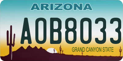 AZ license plate AOB8033