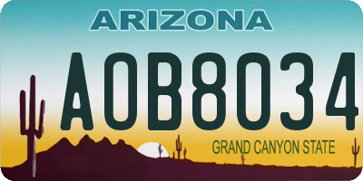 AZ license plate AOB8034