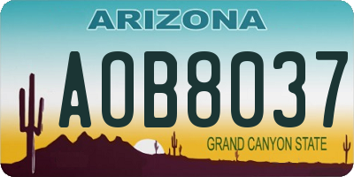 AZ license plate AOB8037