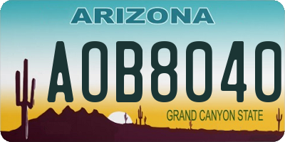 AZ license plate AOB8040
