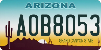 AZ license plate AOB8053