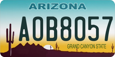 AZ license plate AOB8057