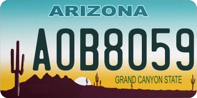 AZ license plate AOB8059