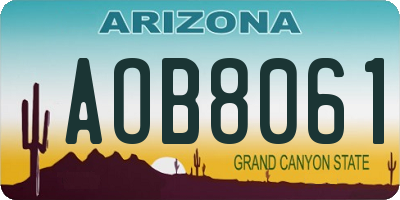 AZ license plate AOB8061