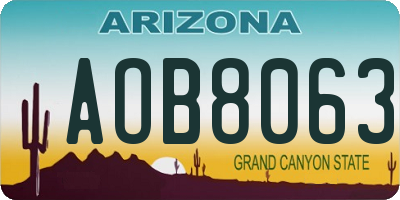 AZ license plate AOB8063