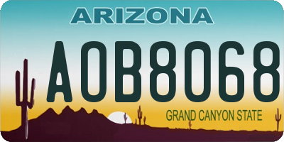 AZ license plate AOB8068