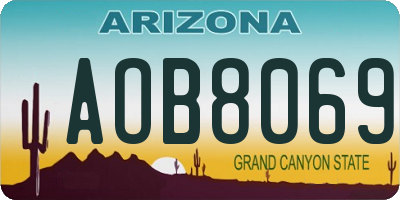 AZ license plate AOB8069