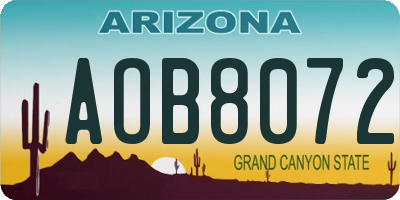 AZ license plate AOB8072
