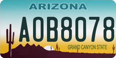 AZ license plate AOB8078