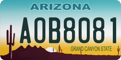 AZ license plate AOB8081