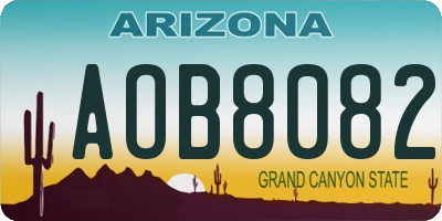 AZ license plate AOB8082