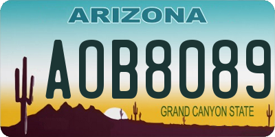 AZ license plate AOB8089