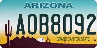AZ license plate AOB8092