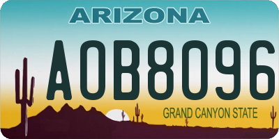 AZ license plate AOB8096