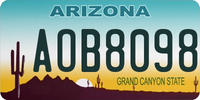 AZ license plate AOB8098