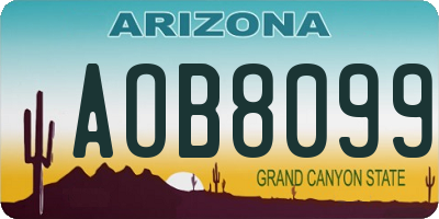 AZ license plate AOB8099