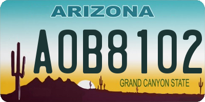 AZ license plate AOB8102