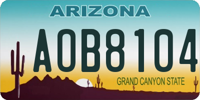 AZ license plate AOB8104