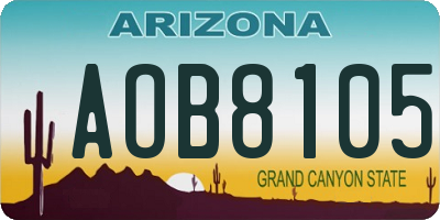 AZ license plate AOB8105
